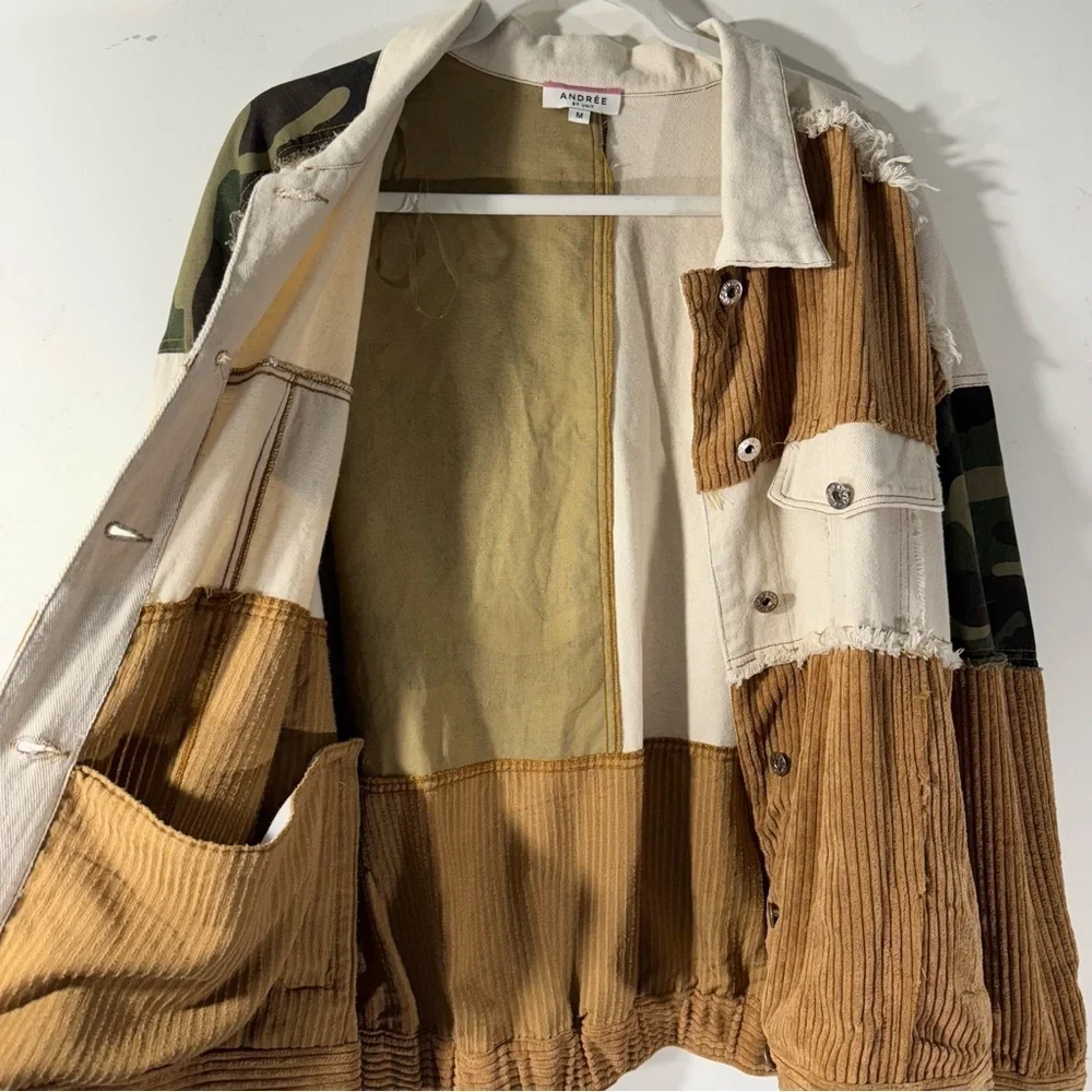 Andree Mixed Media Oversized Corduroy Jacket